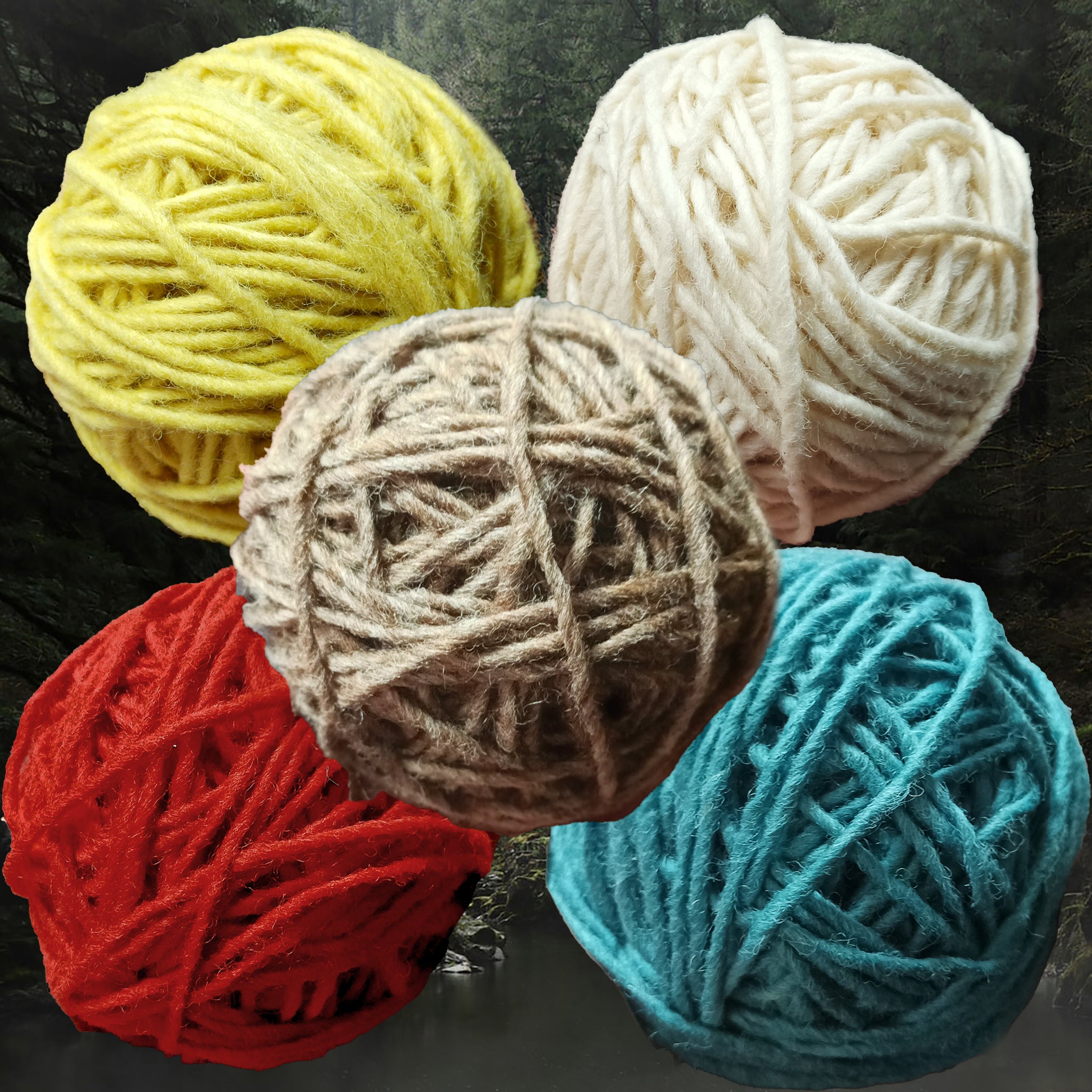 Natural &amp; Dyed Shetland Wool Yarn Balls for Nalbinding and Tablet Weaving