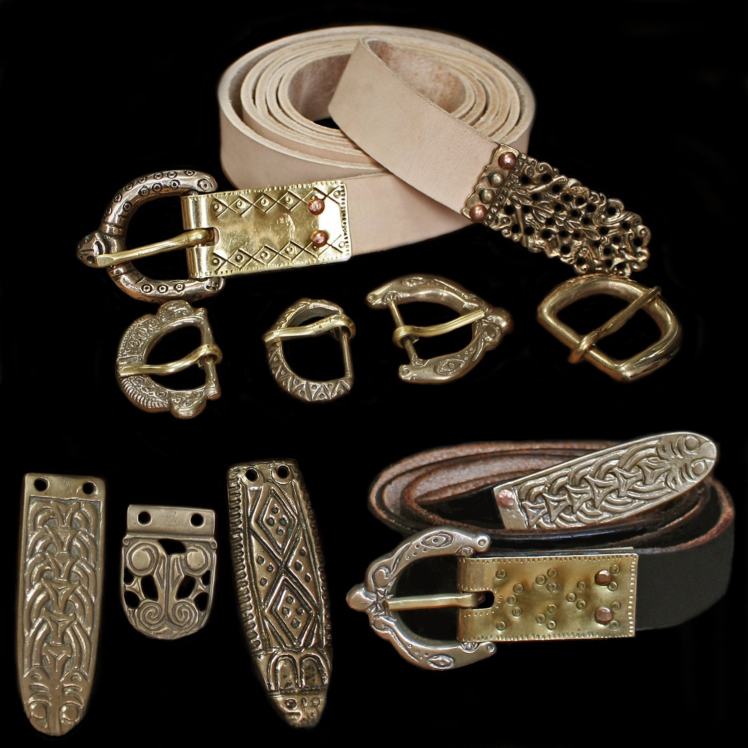 Fully Customisable Handmade Leather Viking Belts with Bronze Replica Fittings - Viking Clothing