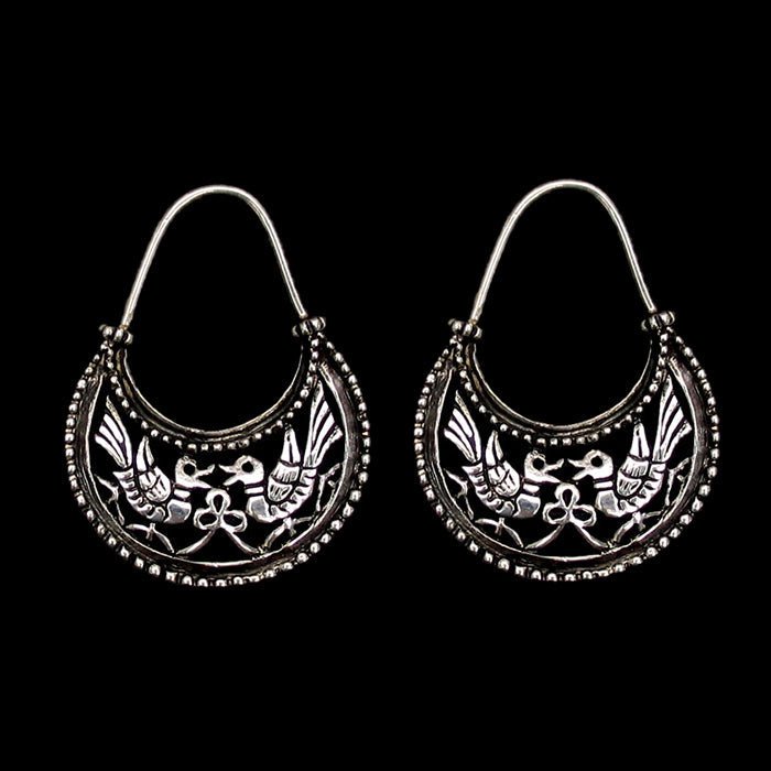 Silver Byzantine Dove Viking Earrings - Viking Jewelry