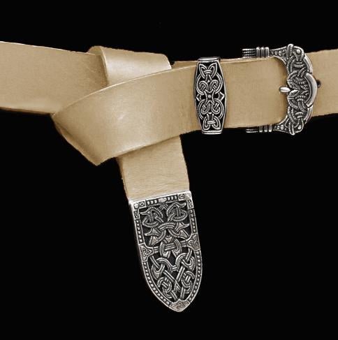 High Status Viking Belt With Silver Fittings - Natural Veg Tan / Gokstad - Belts & Fittings
