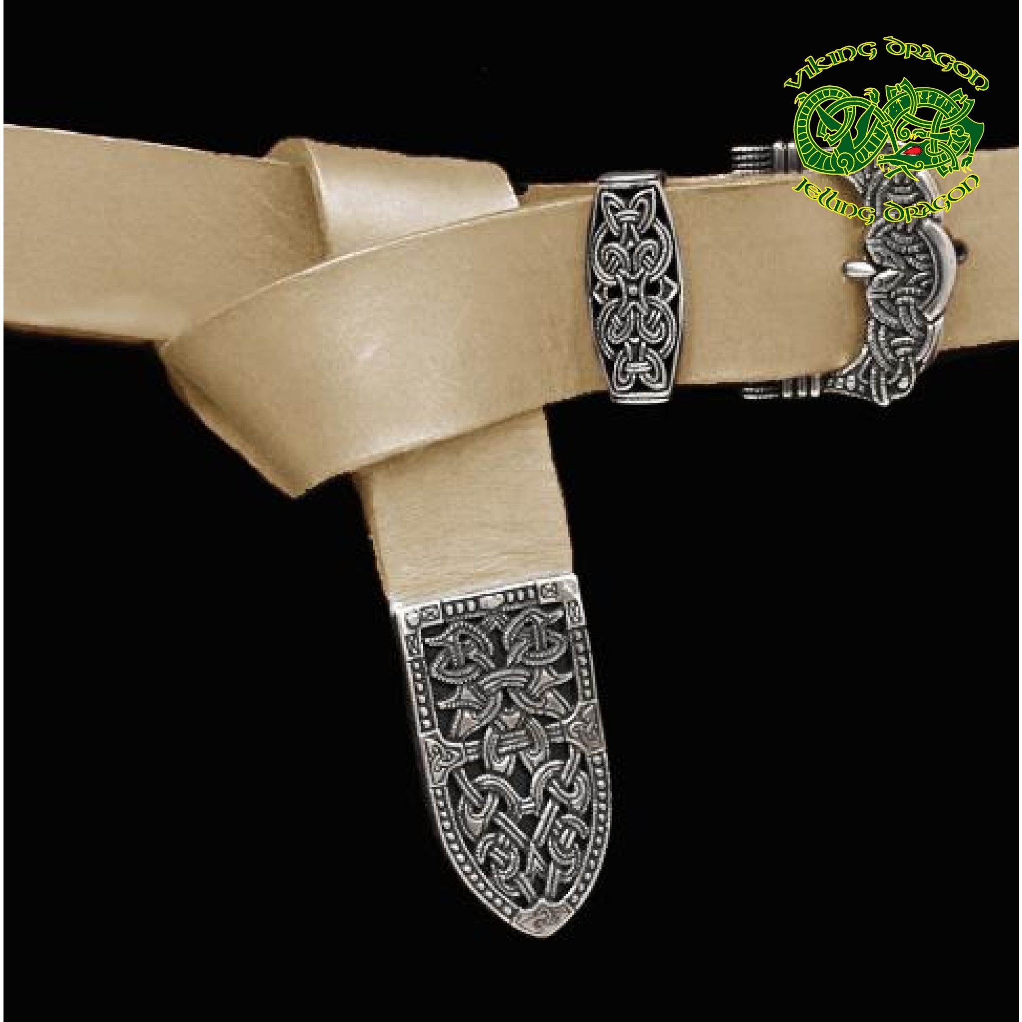 High Status Viking Belt With Silver Fittings - Natural Veg Tan / Gokstad - Belts & Fittings