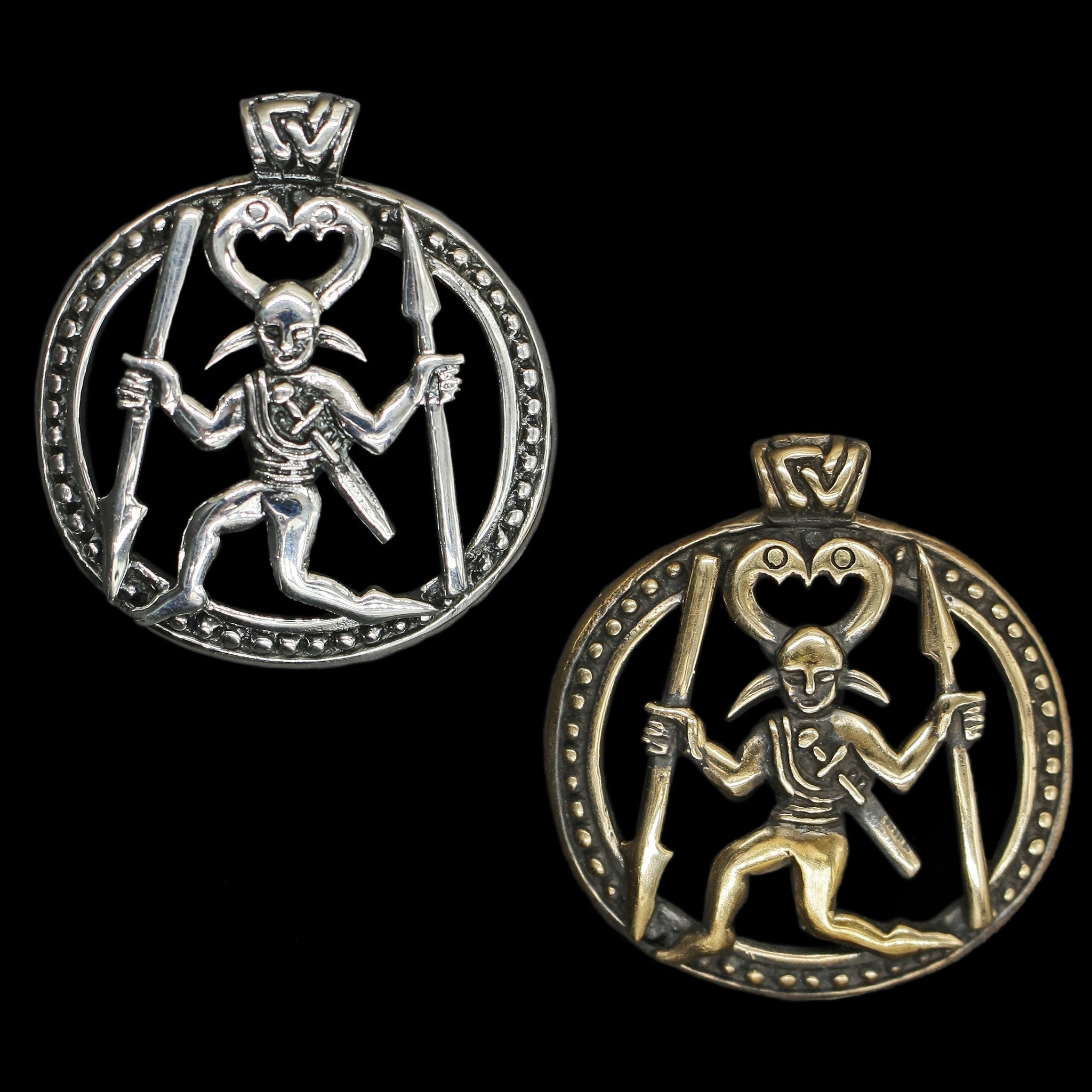 Odin Warrior Pendants - Bronze & Silver 