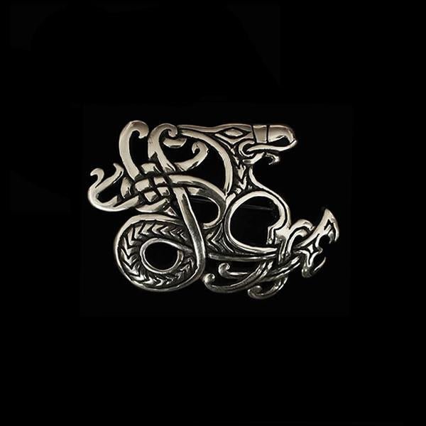 Viking Ringerike Dragon Brooch - Silver - Viking Brooches