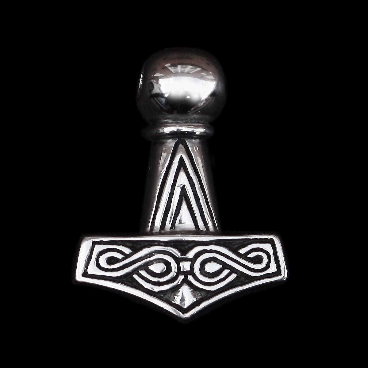 Silver Runic Thor's Hammer front - Viking Jewelry