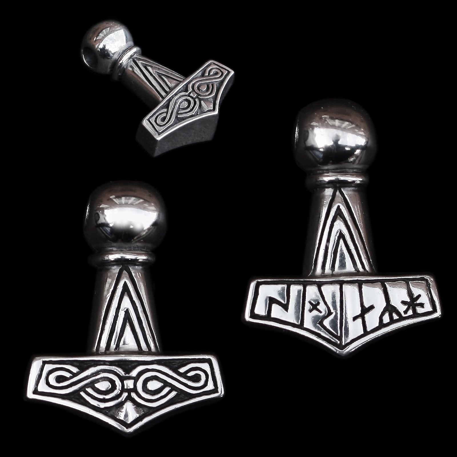 Silver Runic Thor's Hammer - Viking Jewelry