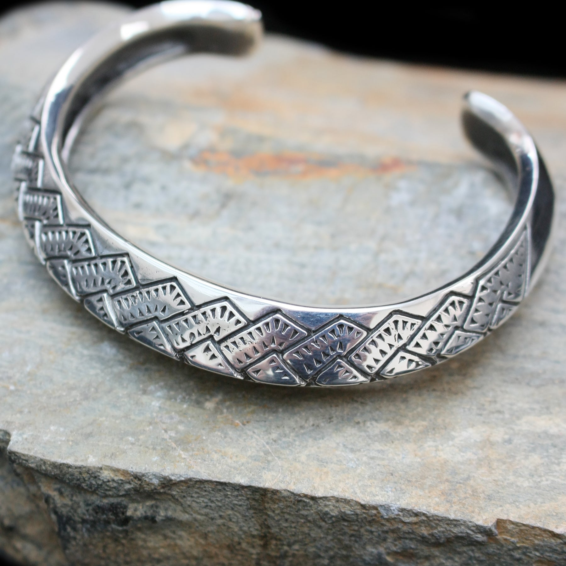 Silver Viking Axe Arm Ring on Rock - Viking Bracelets