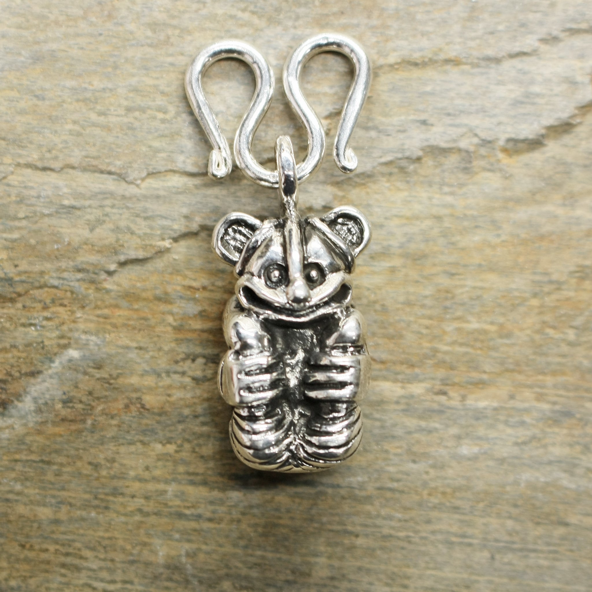 Silver Gripping Bear Pendant Replica from Norway on Silver Butterfly Clasp