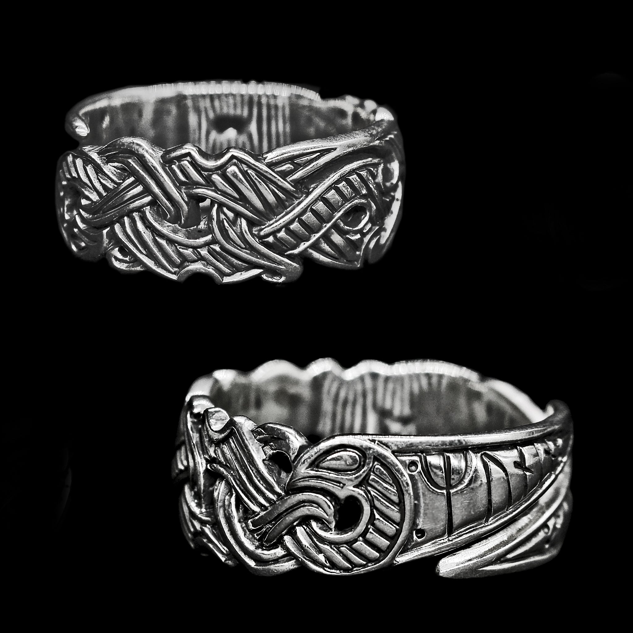 Silver Viking Raven Ring - Hugin & Munin