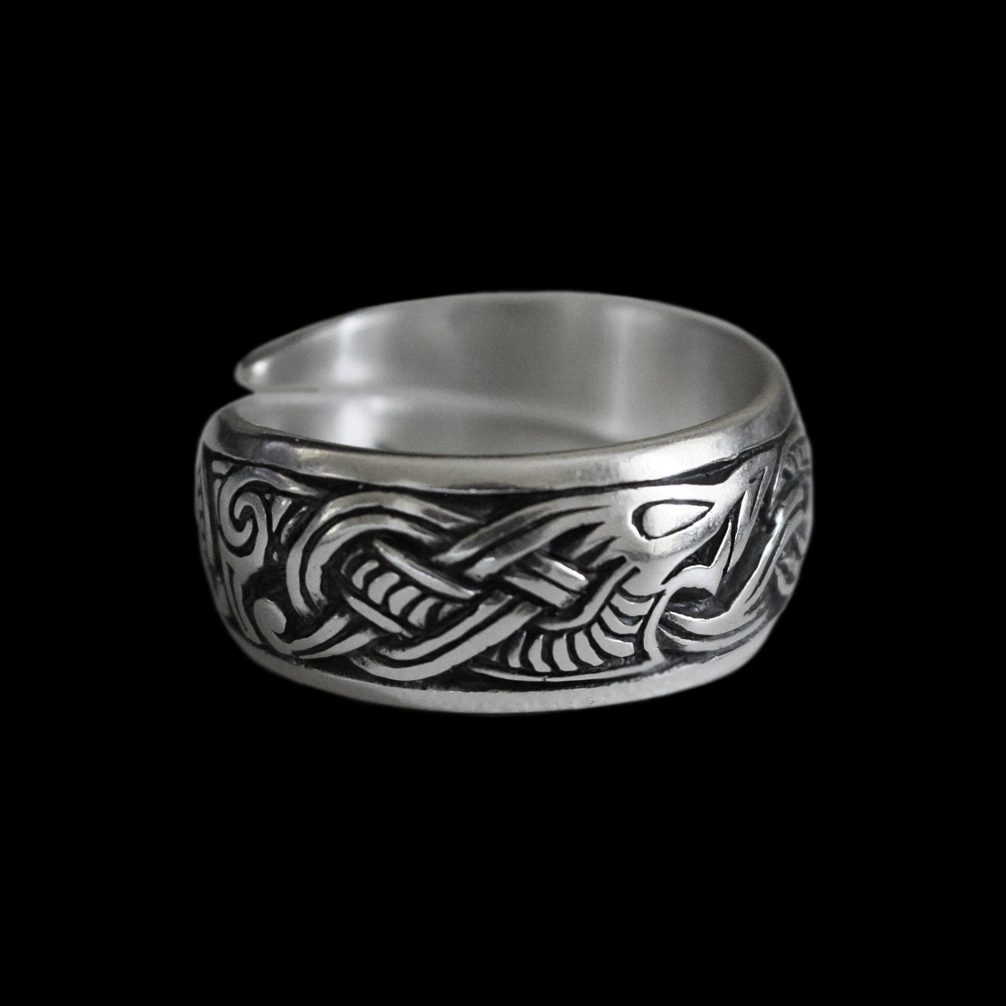 Silver Viking Dragon Ring - Large