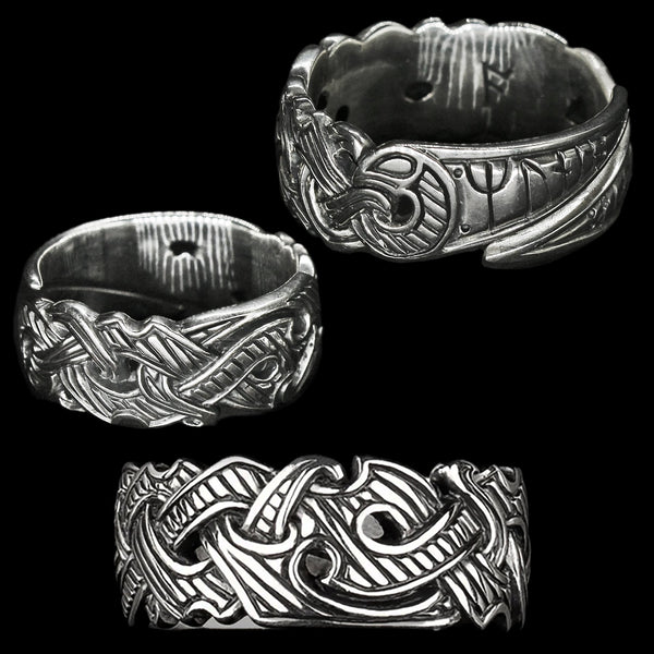 Silver Viking Raven Rings | Viking Dragon