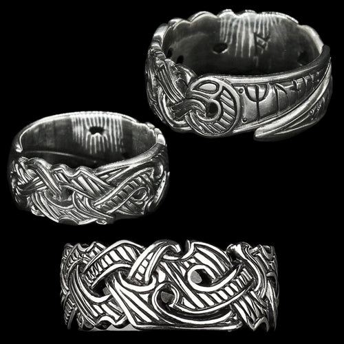 Viking Rings with Raven Designs in 925 Sterling Silver