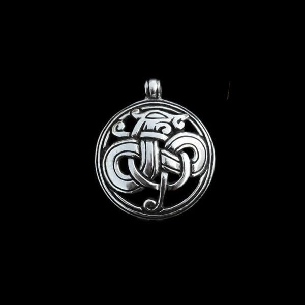 Round Urnes Dragon Pendant - Silver - Viking Pendants