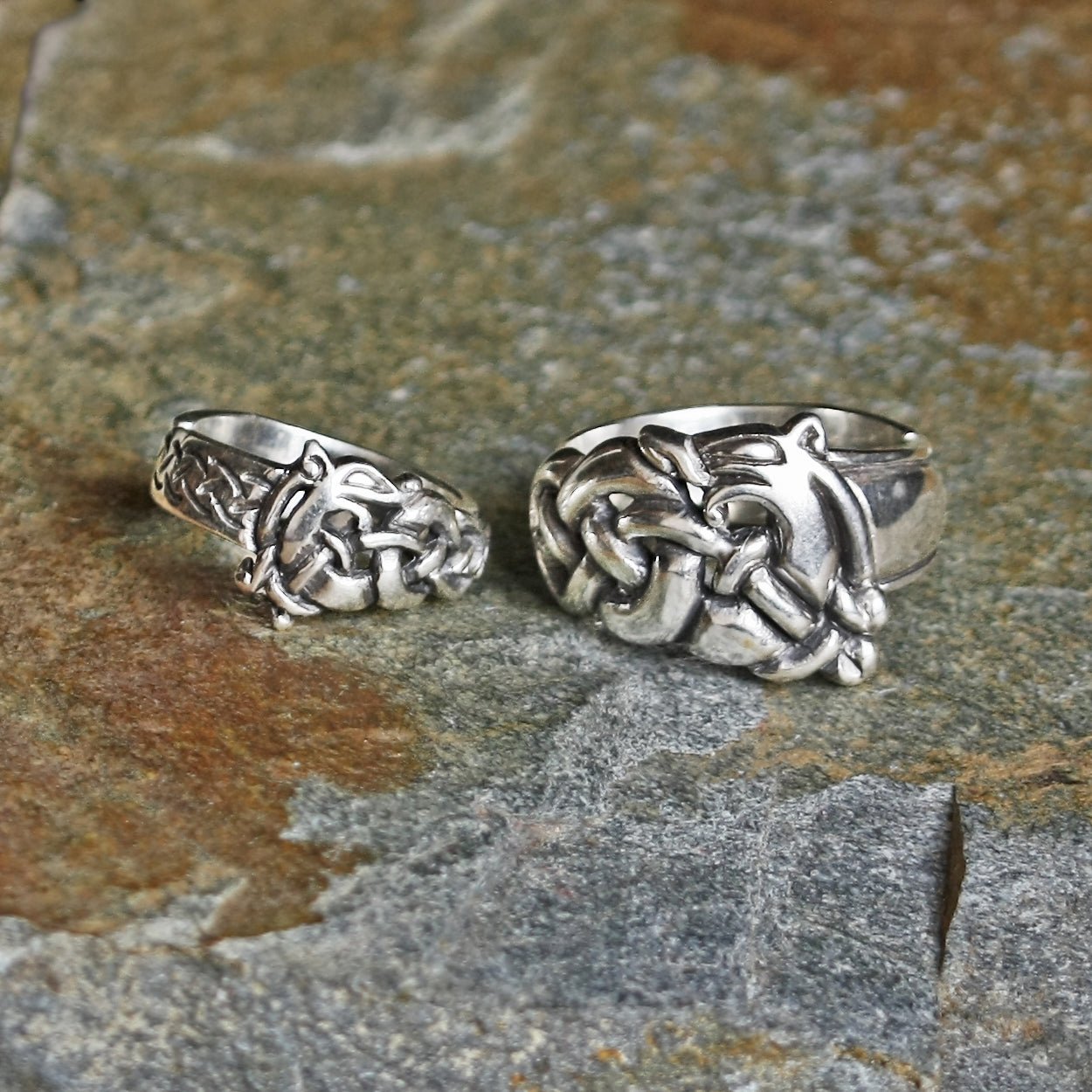 Silver Urnes Viking Dragon Ring in Small and Large Sizes - Viking Rings