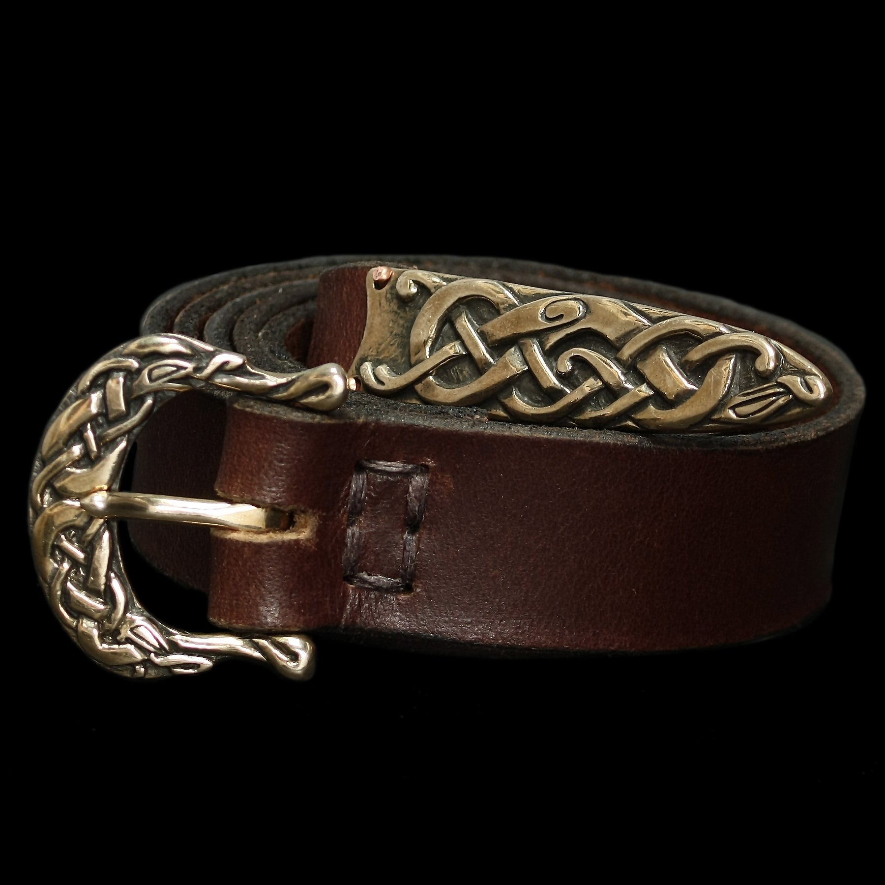 Brown High Status Viking Belt with Bronze Urnes Fittings 