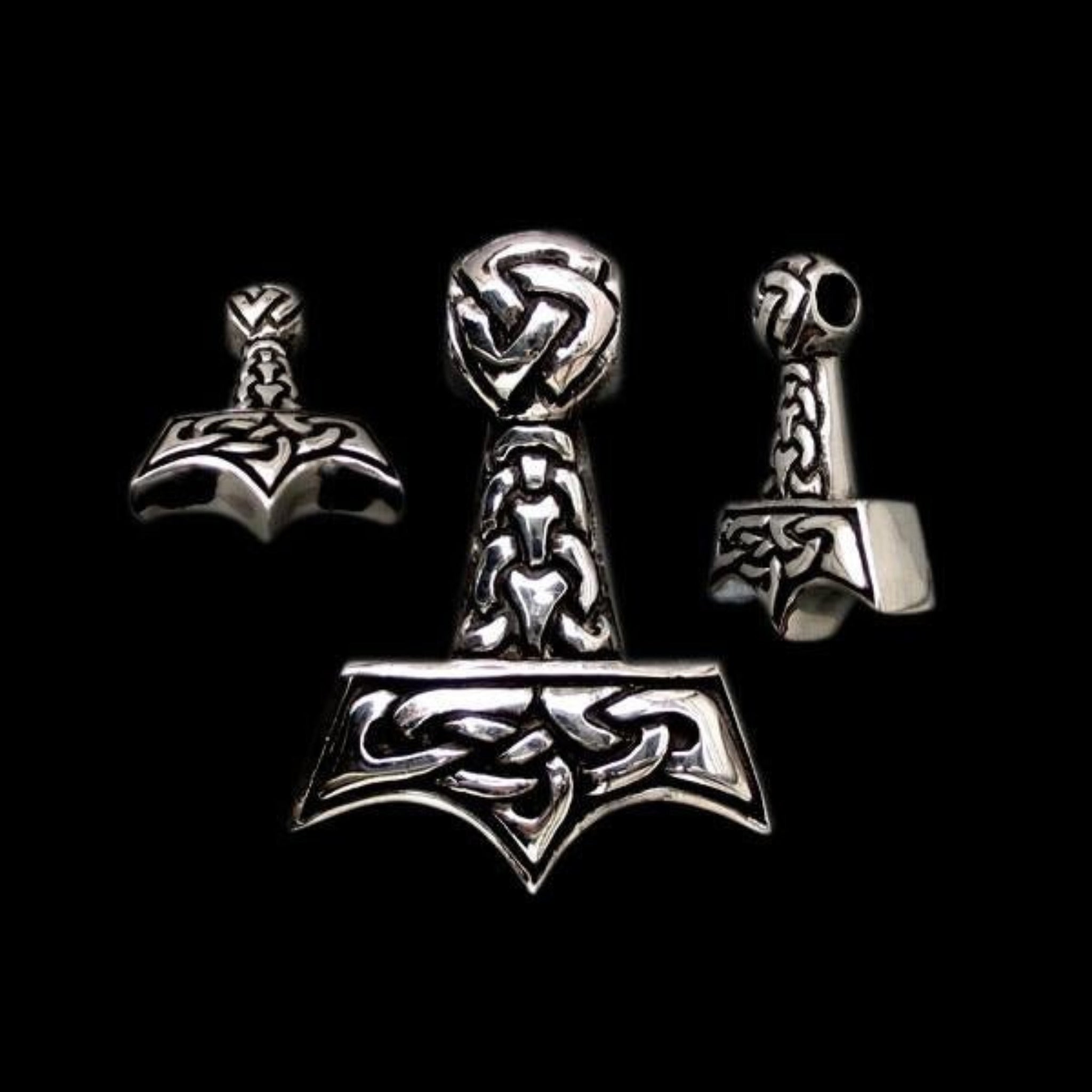 Knotwork Thors Hammer - Silver - Thors Hammers