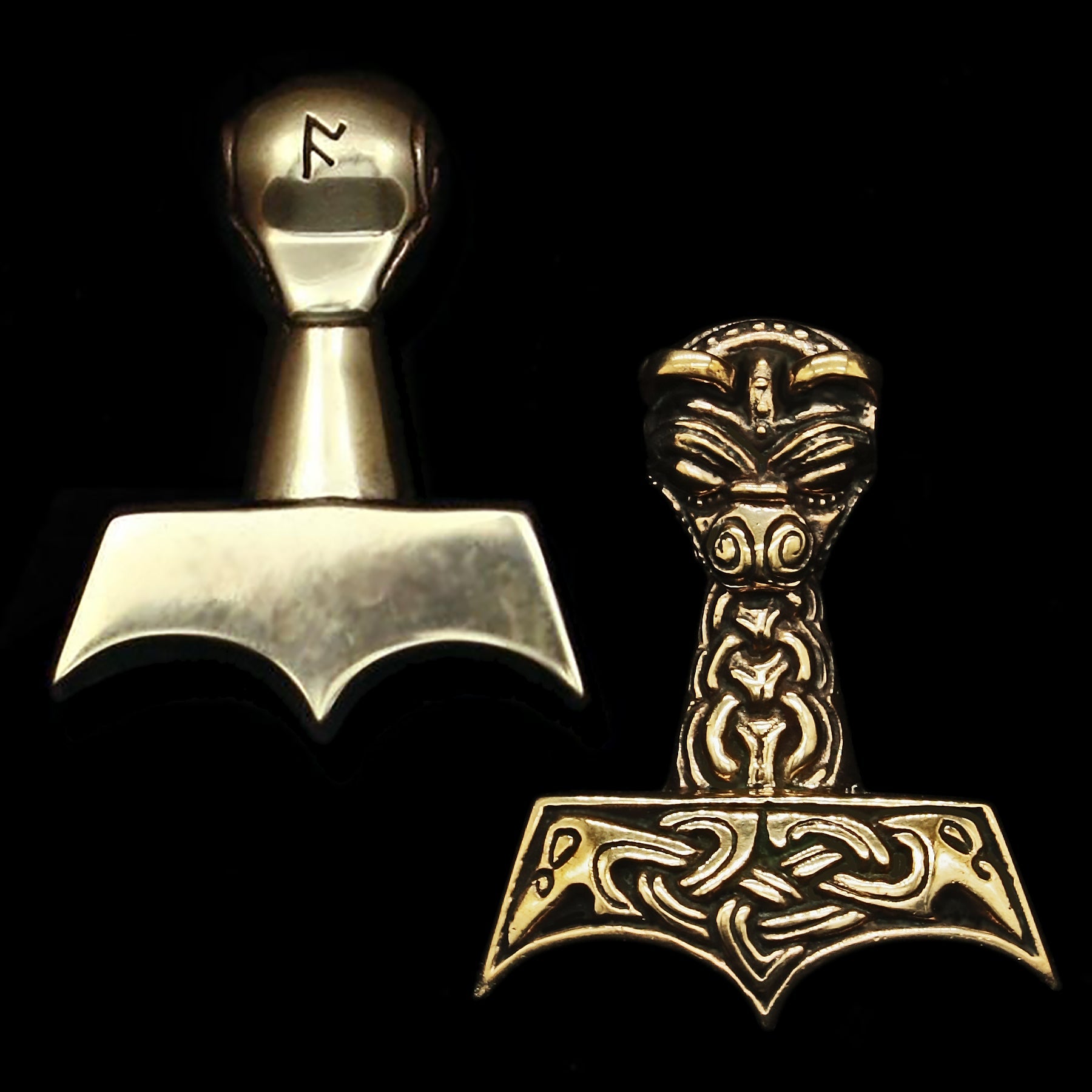 Large And Ferocious Thors Hammer - Bronze - Viking Pendants