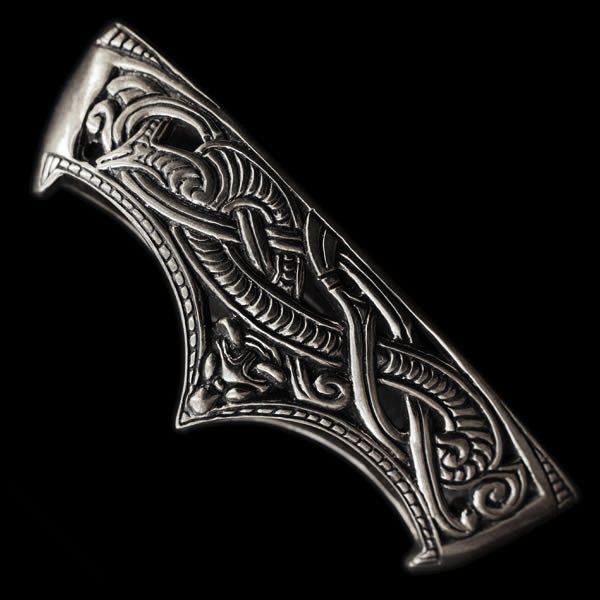 10th Century Viking Scabbard Mouth with Wolf Head in Sterling Silver - Viking Weapoins Accessories
