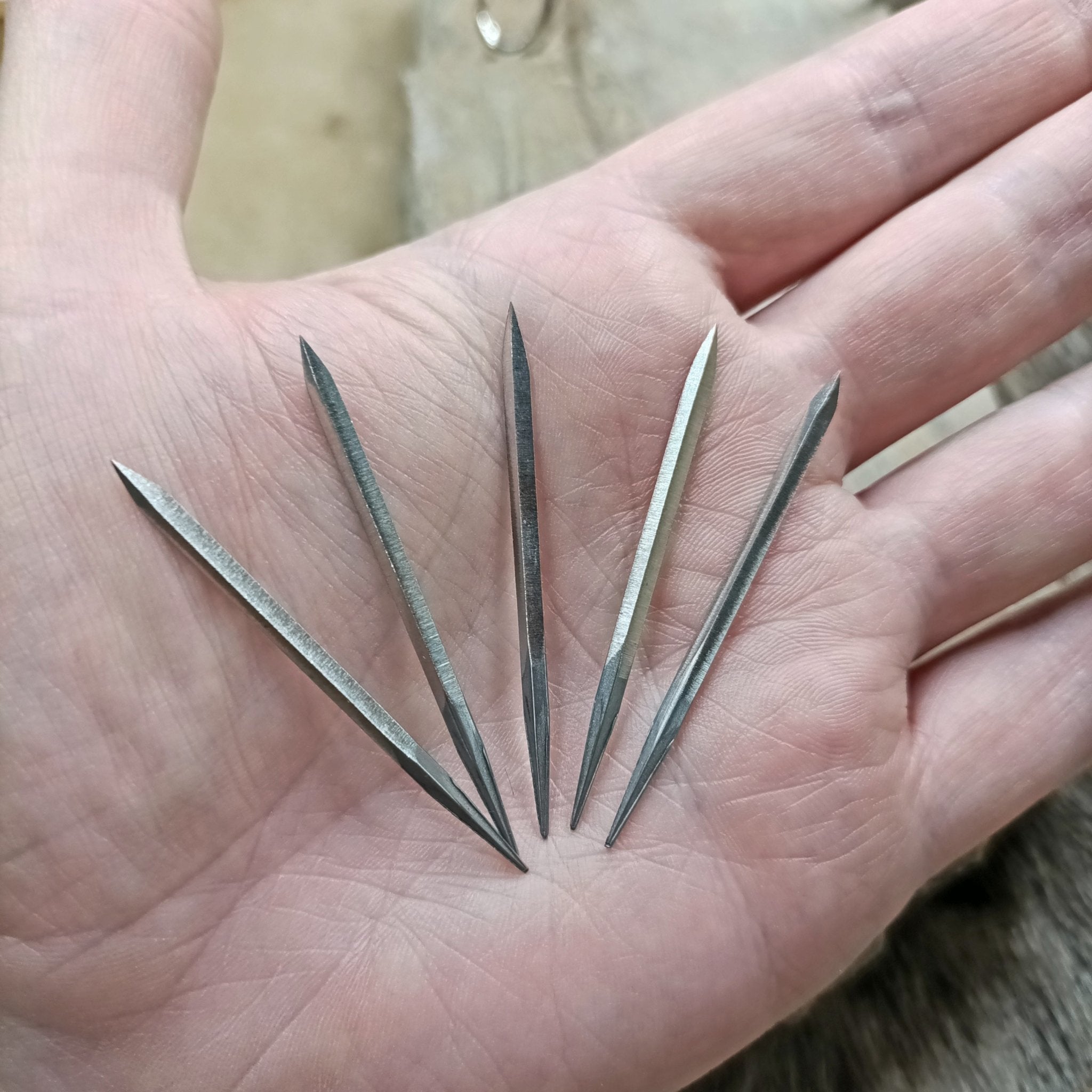 Diamond Cut Awl Blades in Hand