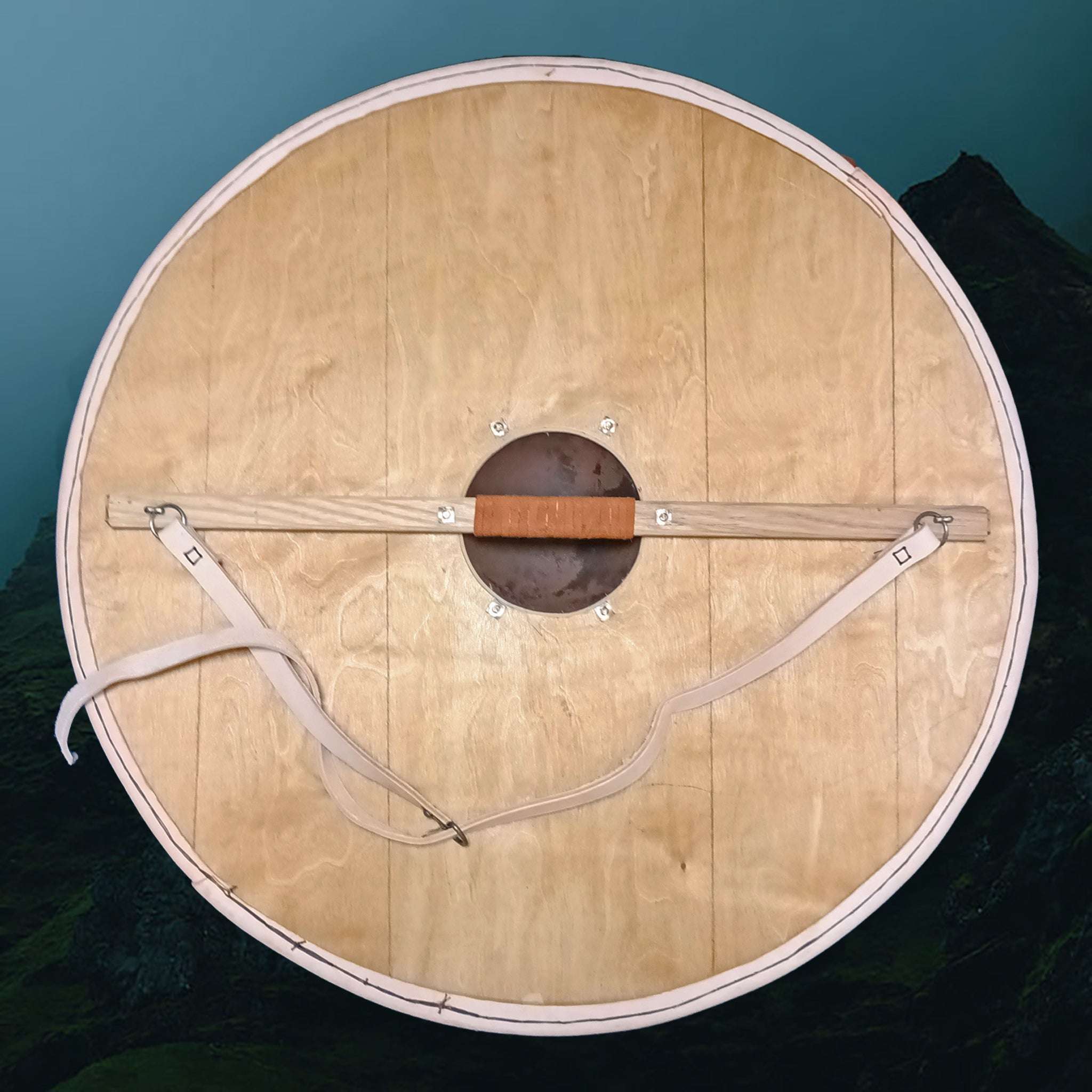 Viking Re-Enactment Shield - Back View with Handle and Strap