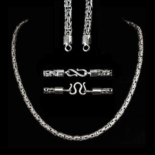 5mm Silver King Chain Necklace with Loop Heads - Viking Jewelry