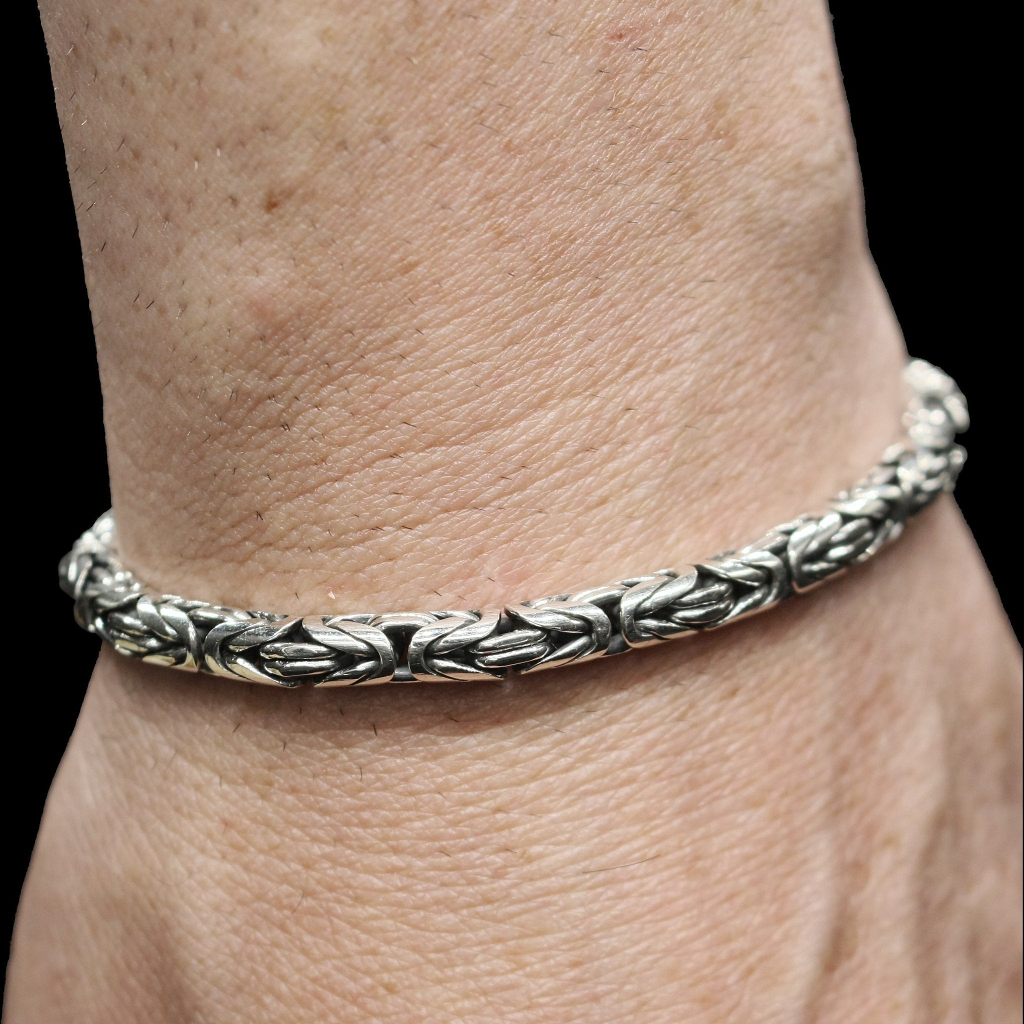 5mm Silver King Chain Viking Bracelet on Wrist