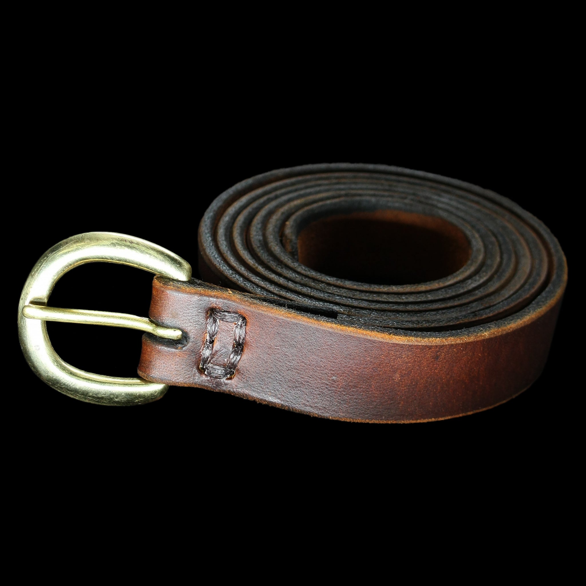 Leather Viking Belt with Brass Buckle - 1 Inch Width