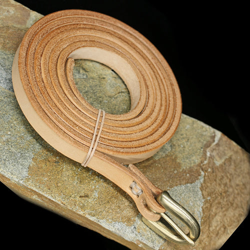 12mm (1/2 inch) leather Viking belt with brass buckle - natural veg tan