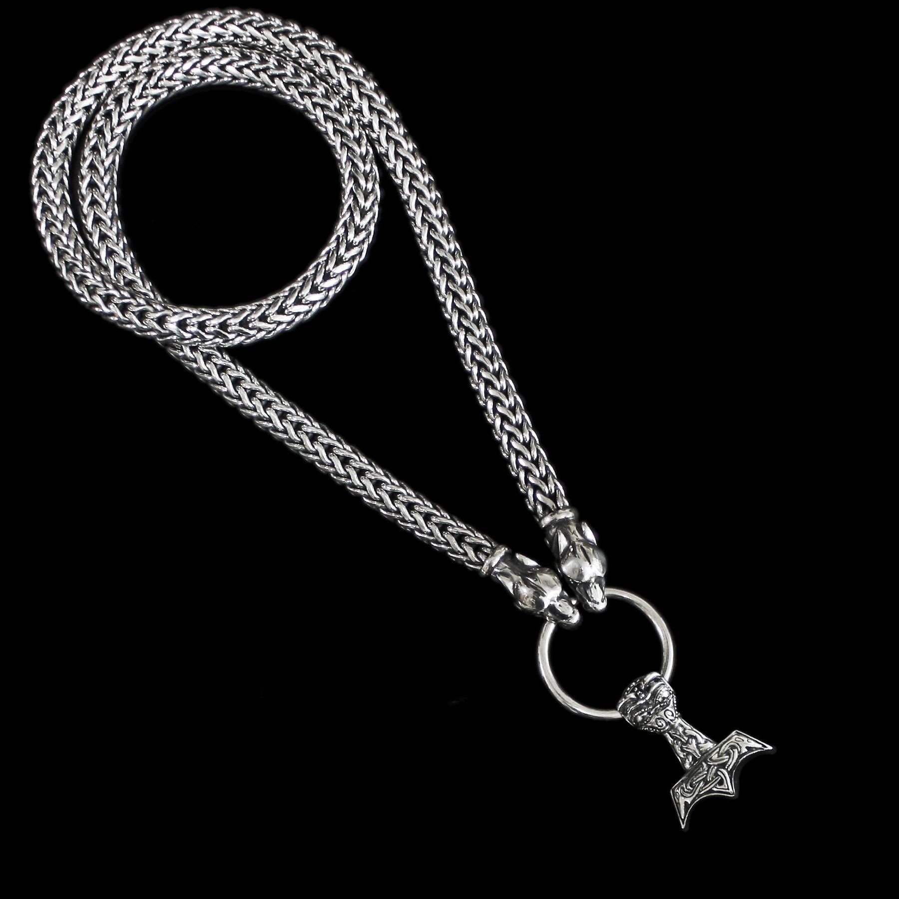 24inch Viking Silver selling Hammer Wolf King Chain