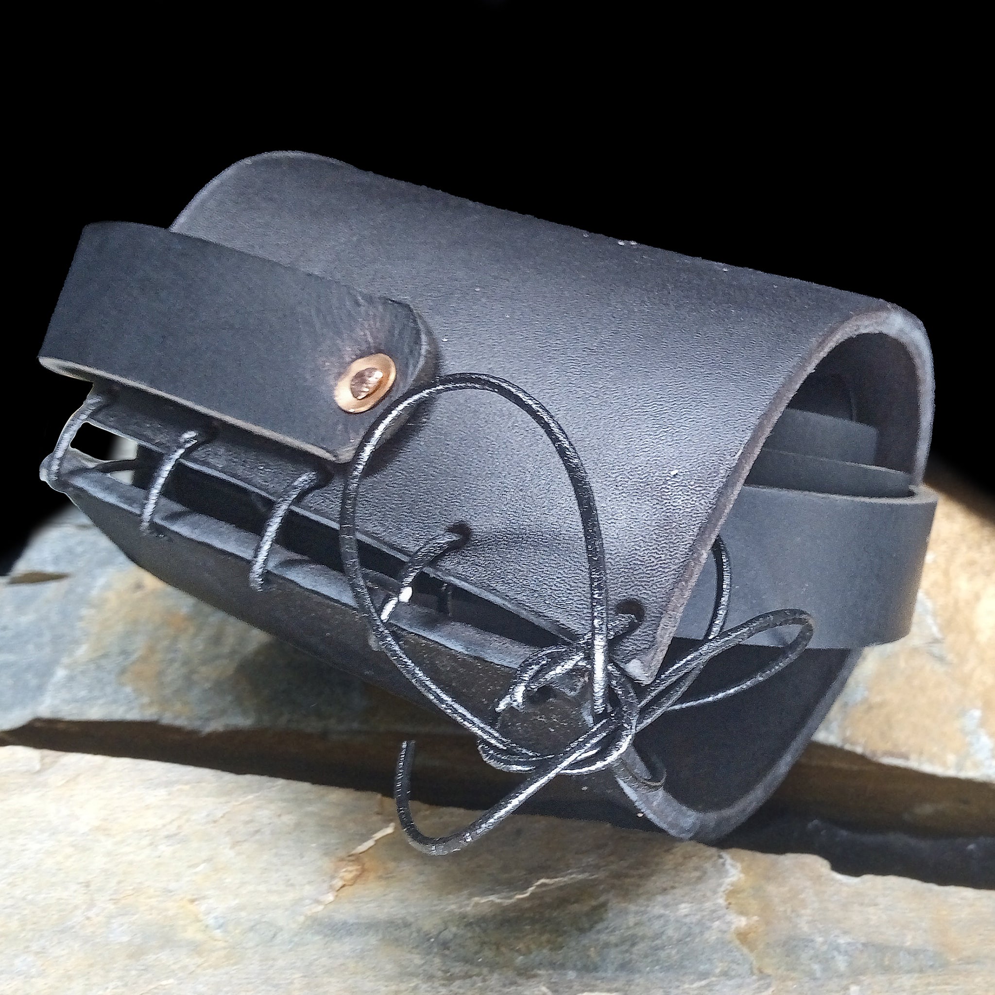 Black Leather Shoulder Strap for Viking Drinking / Blowing Horn on Rock