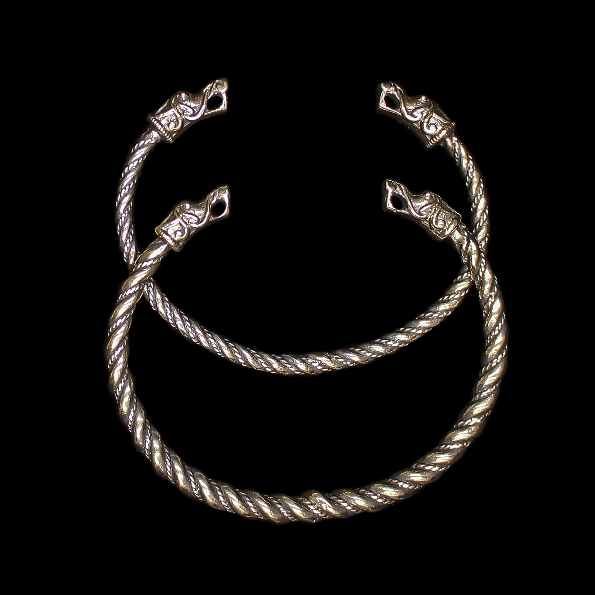 Twisted Bronze Bracelet sWith Gotlandic Dragon Heads