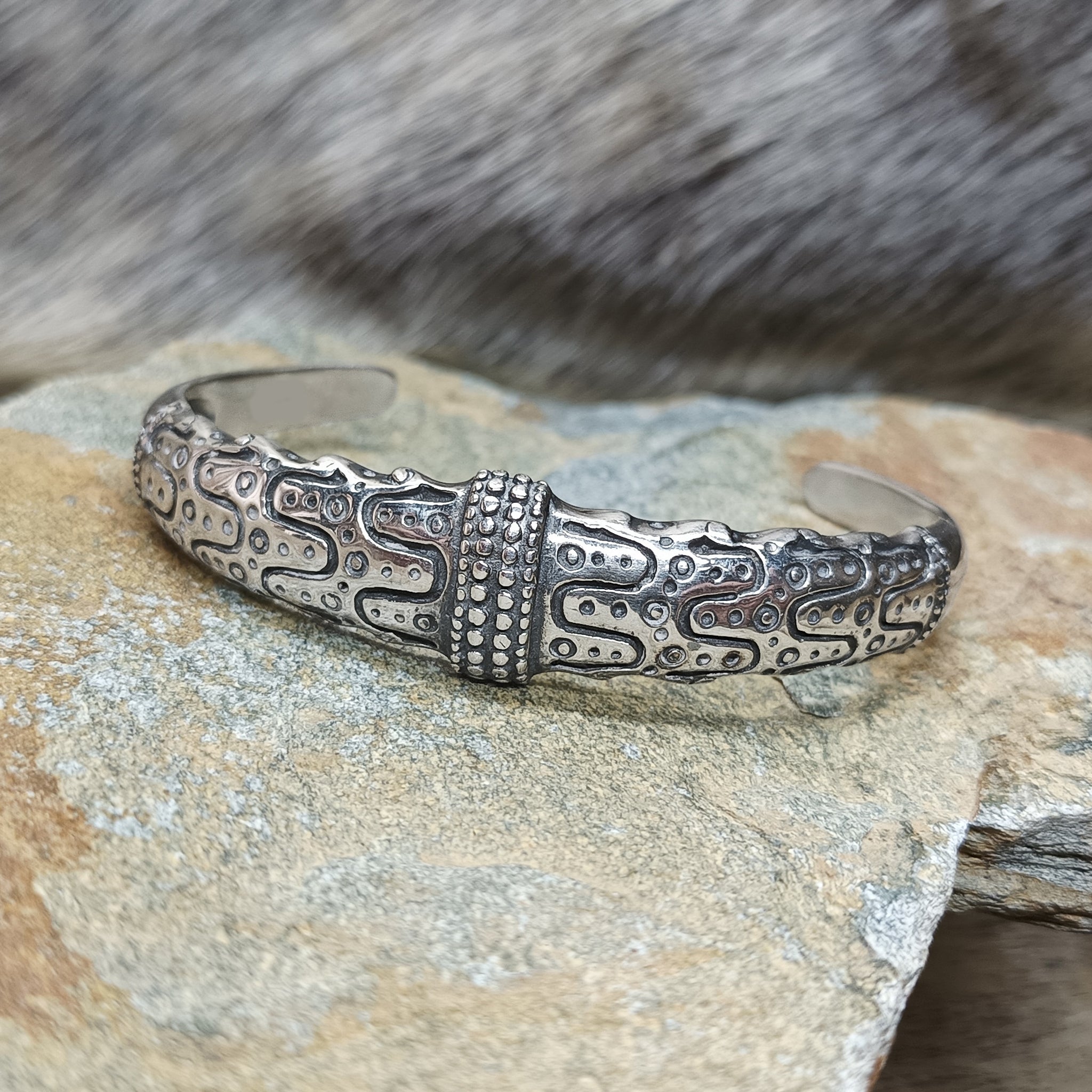 Silver Viking Bracelet from Falster on Rock 