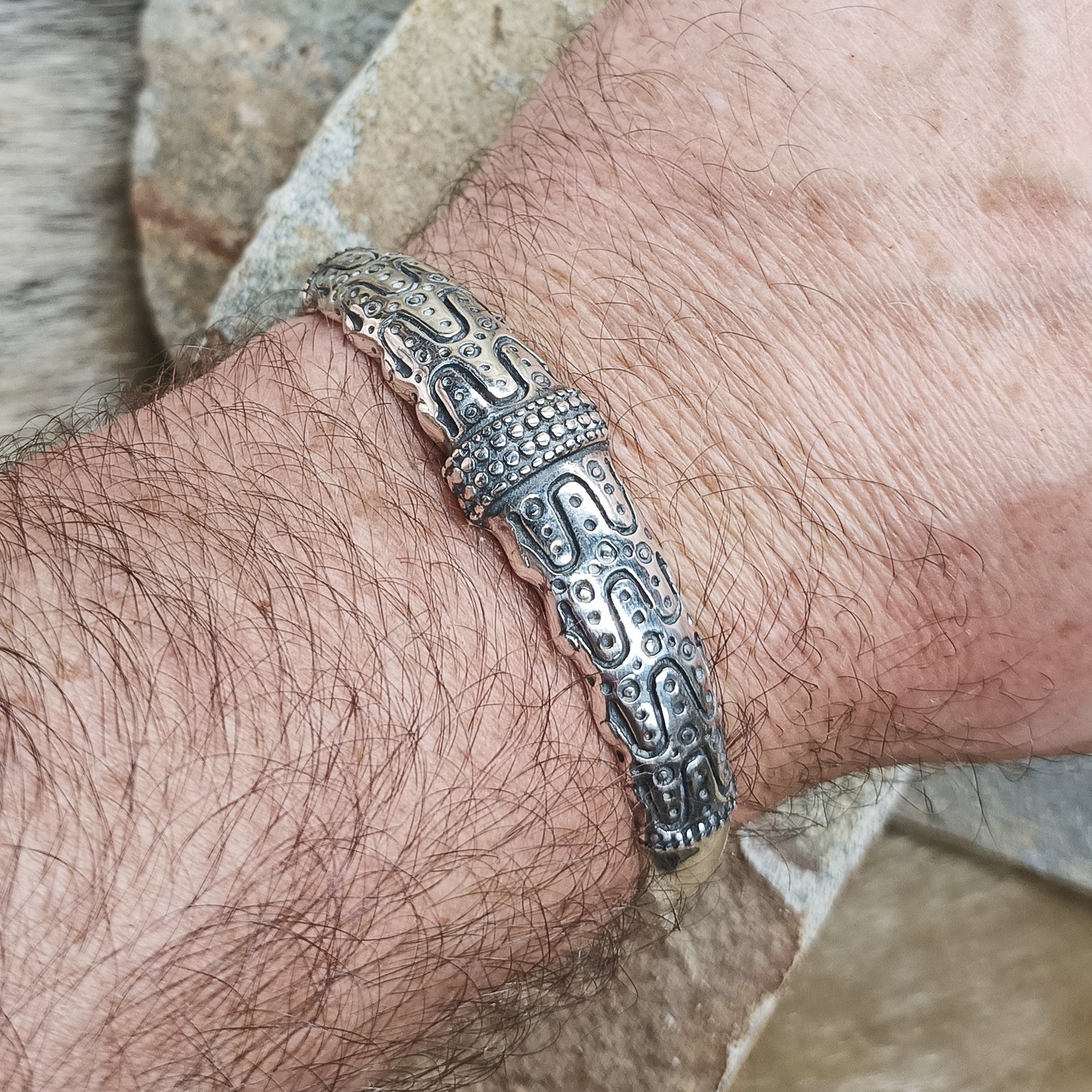 Silver Viking Bracelet from Falster on Wrist 
