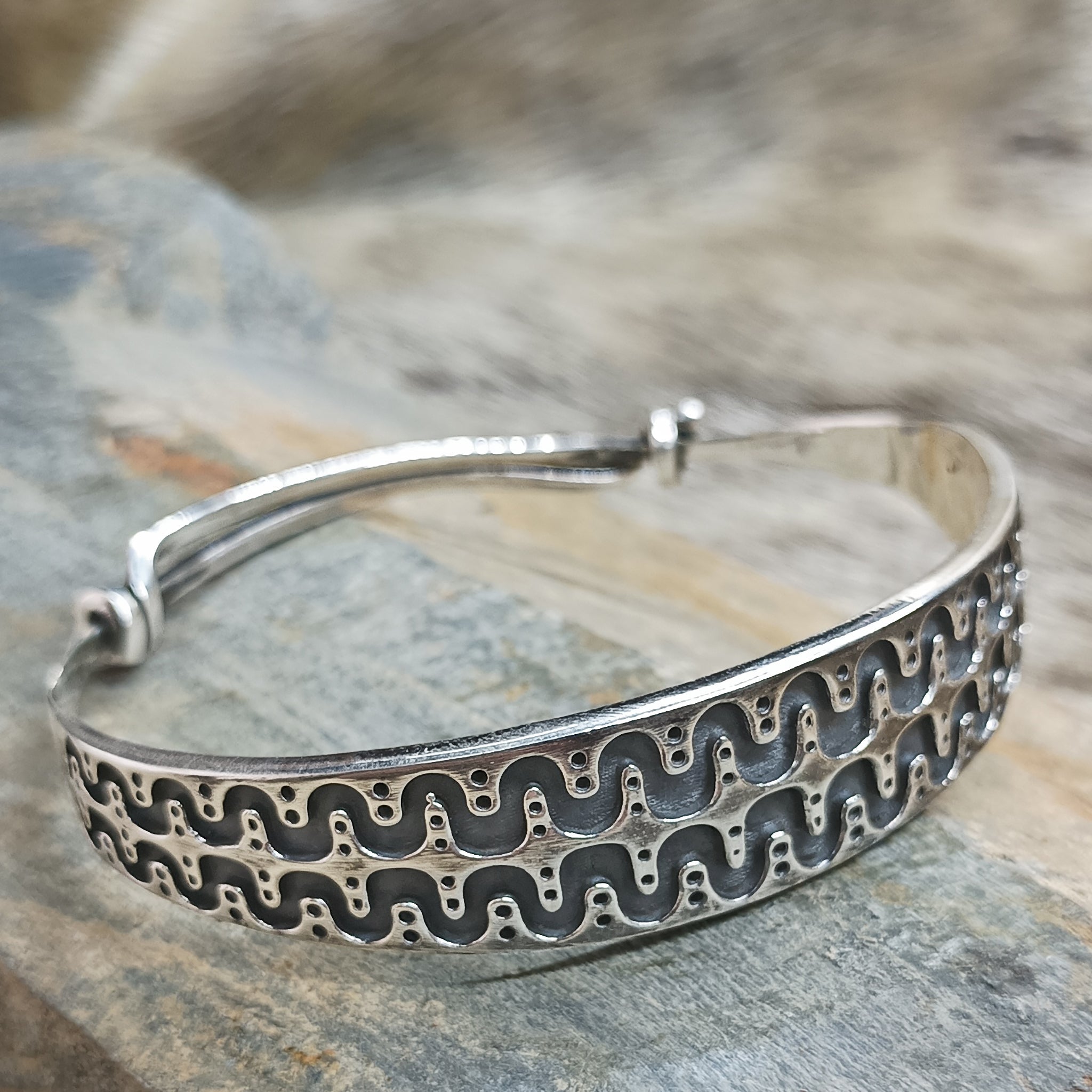 Adjustable Silver Viking Arm Ring From Halleby on Rock