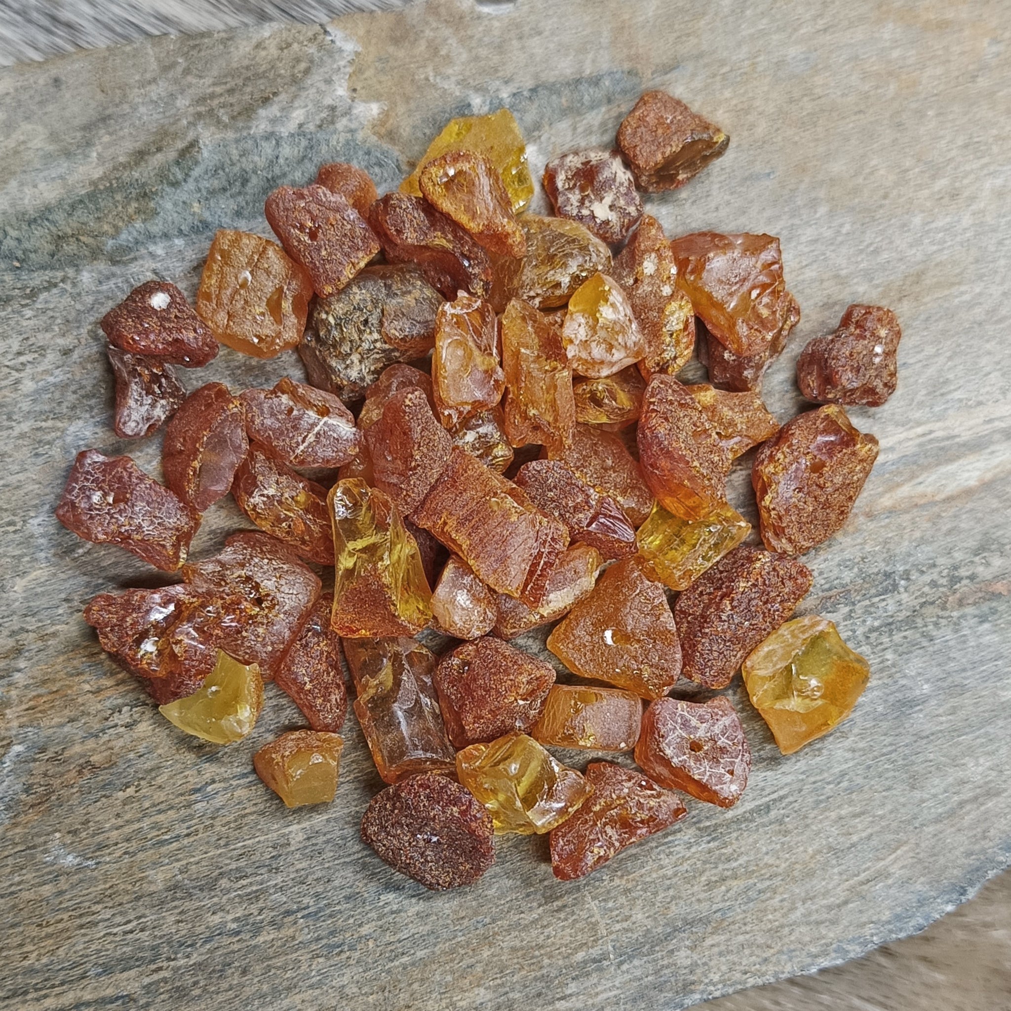 Raw Amber Chips with Drilled Holes x 20g