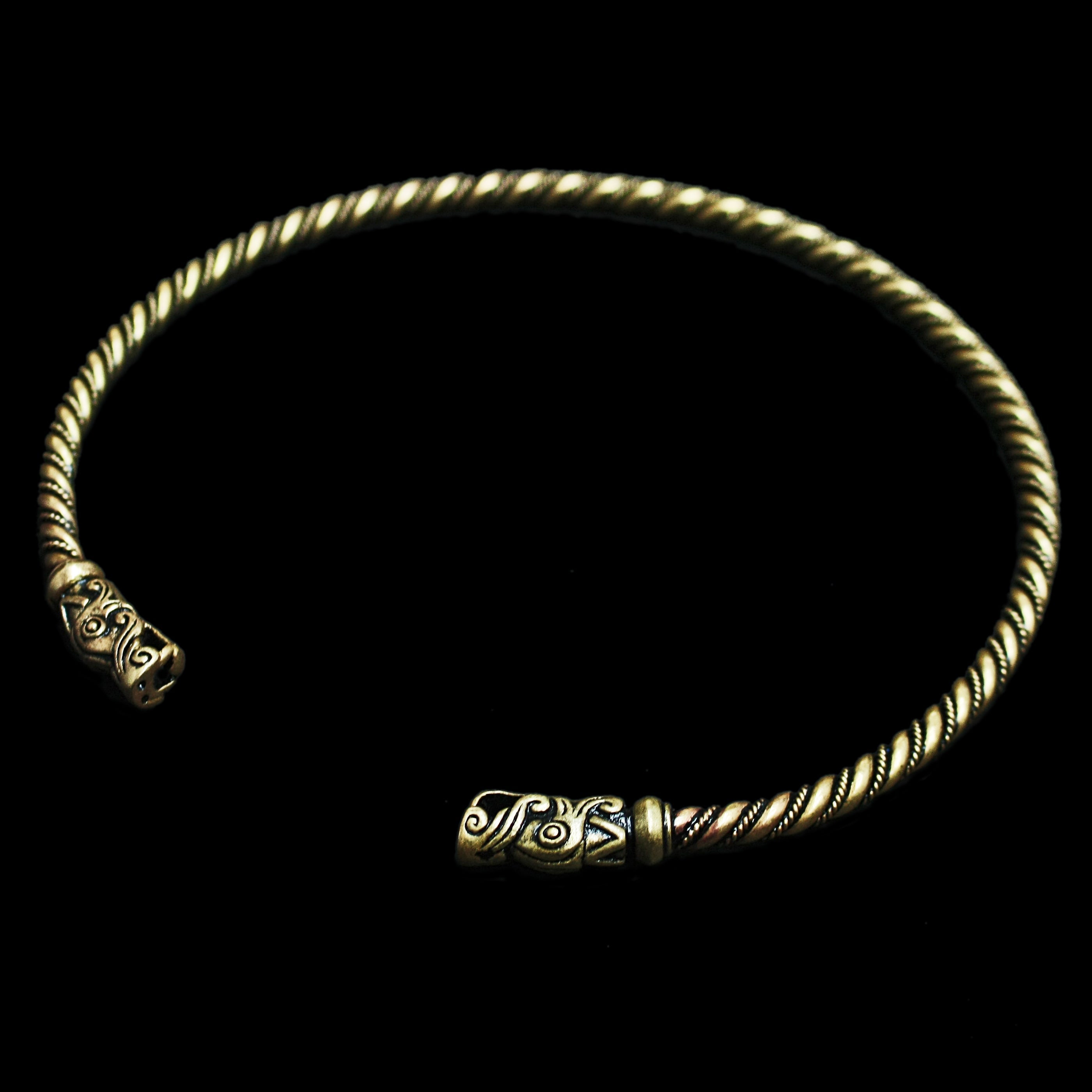 Bronze Twisted Gotland Dragon Viking Neck Torque - Viking Jewelry