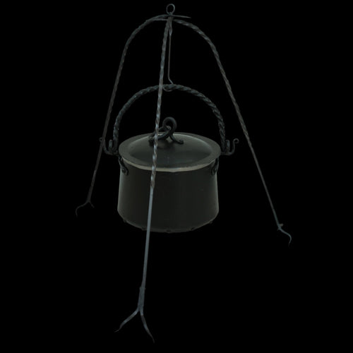 Hand-Forged Iron Cauldron Stand with Cauldron