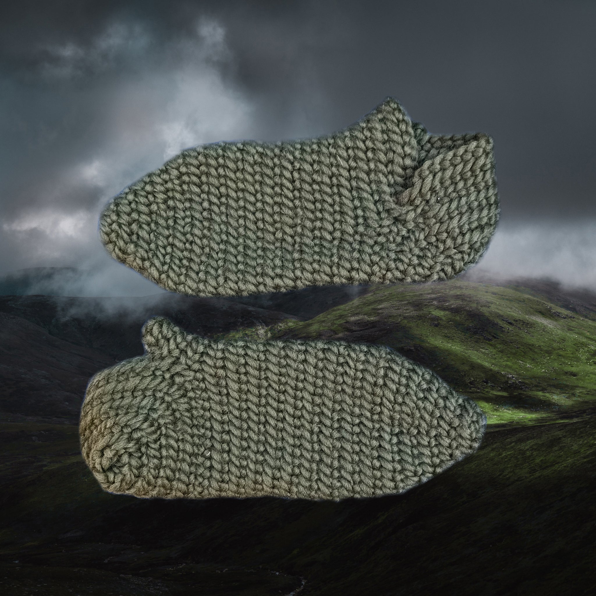 Wool Viking Nalbinding Socks - Green