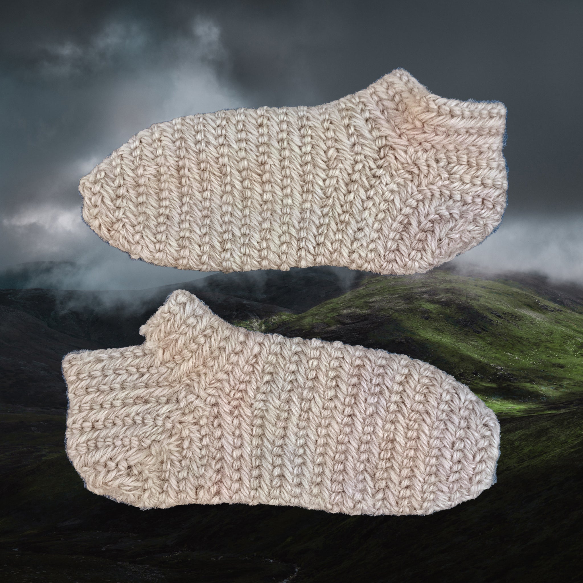 Wool Viking Nalbinding Socks - Light Beige