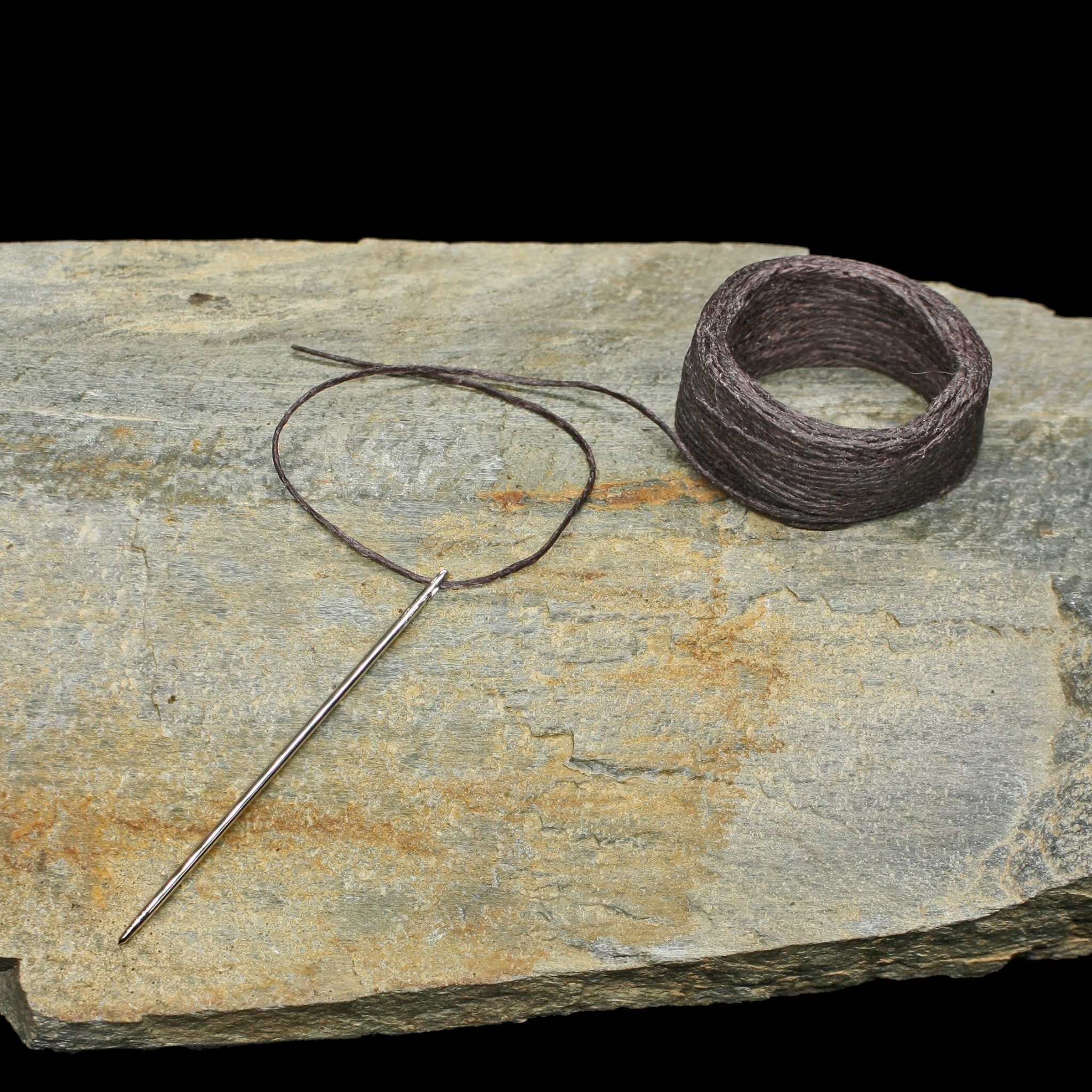 Steel Leatherwork Needle with Waxed Linen Thread