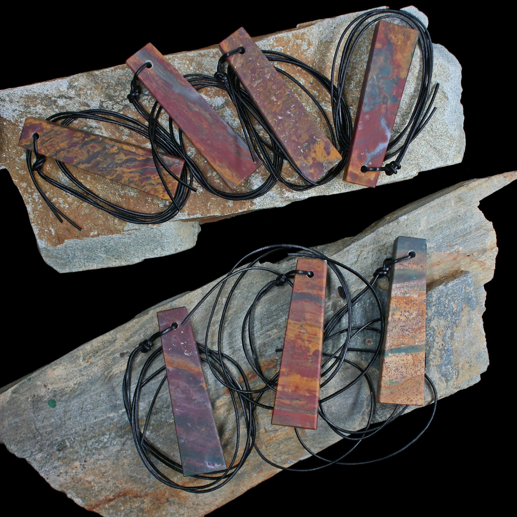 Banded Jasper Viking Whetstones with Red & Green Tinges