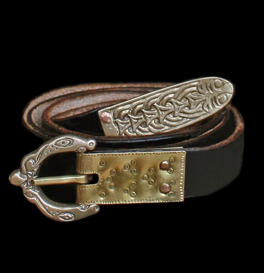 Decorated Buckle Plate on Viking Belt with Liverpool Buckle & Viking Strap End