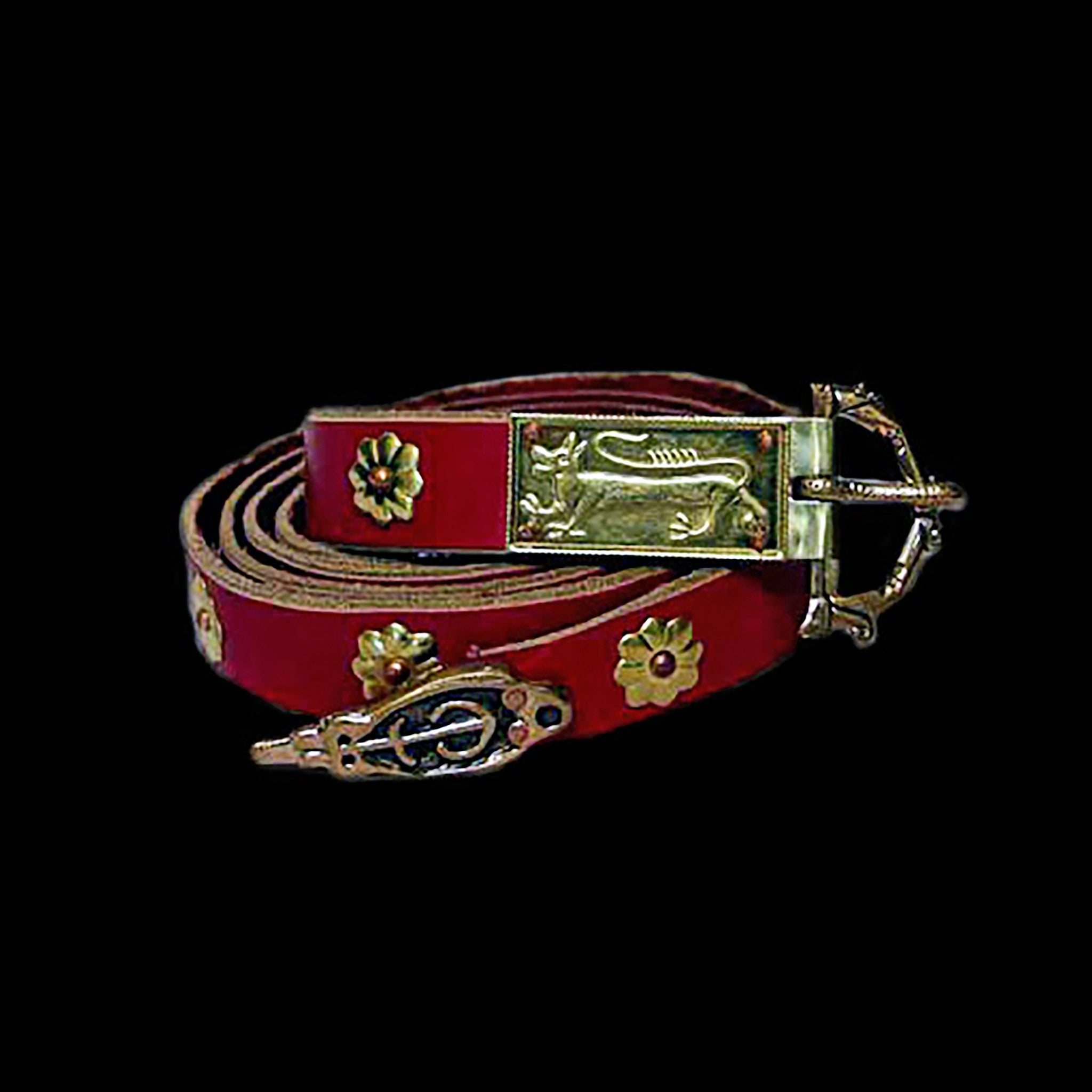 Norman Belt with Belt Mounts, Brass Dragon Plaque and Norman Age Bronze Buckle and Strap End