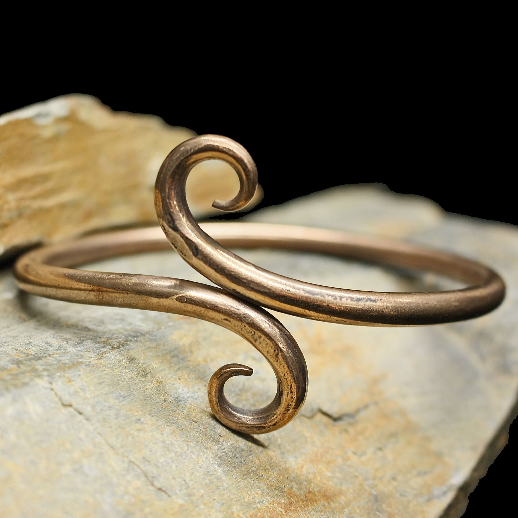 Replica Viking Arm Ring / Arm Band / Torc in Solid Bronze on Rock