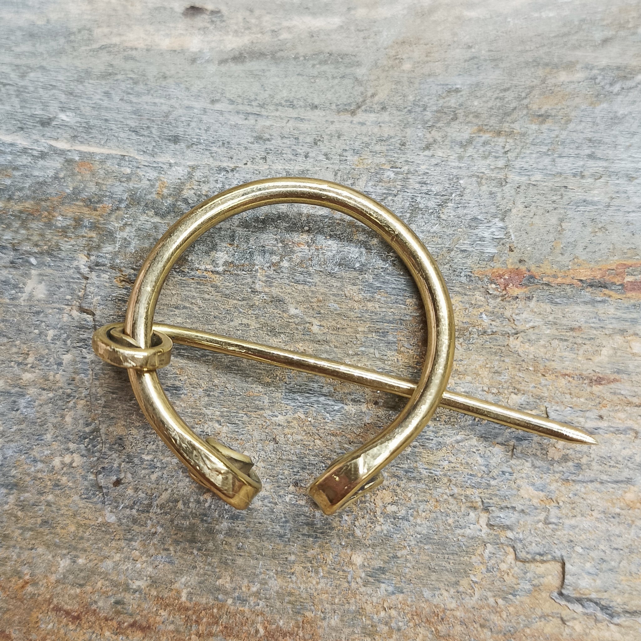 30mm Brass Cloak Pin / Clothes Pin on Rock - Back View