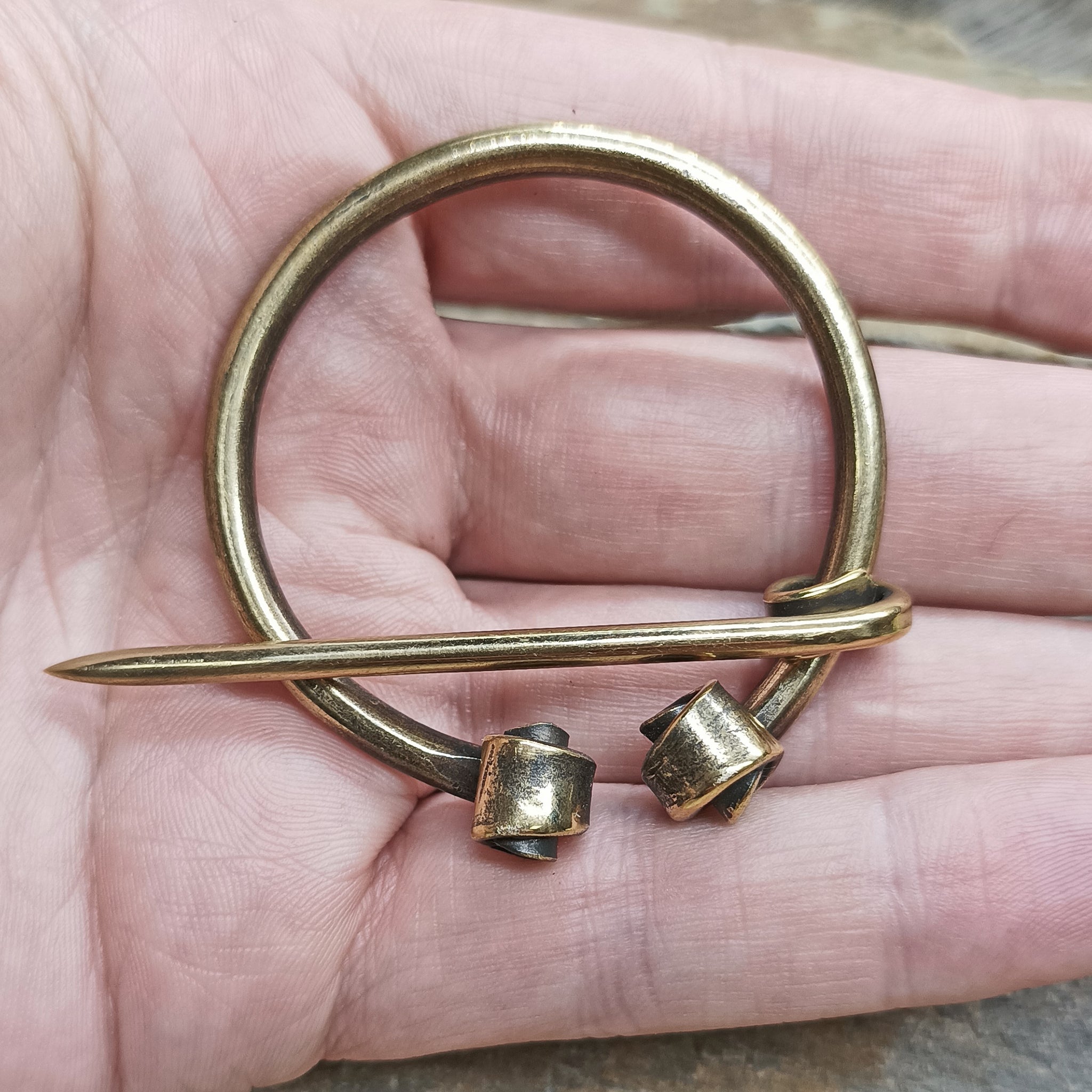 50mm Brass Cloak Pin / Clothes Pin on Hand