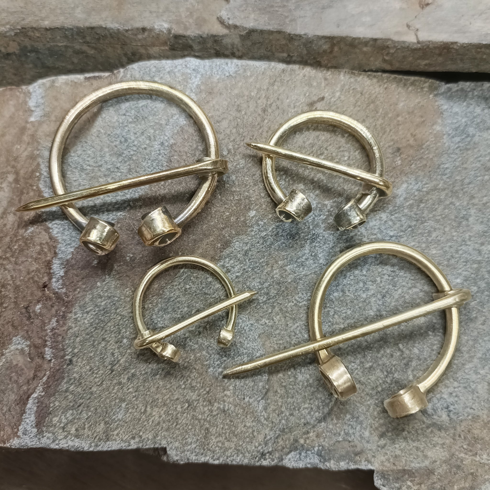 Brass Cloak Pins / Clothes Pins on Rock - 4 Sizes