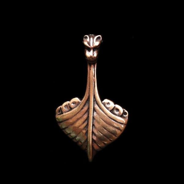 Oseberg Bronze Viking Ship Pendant - Viking Pendants