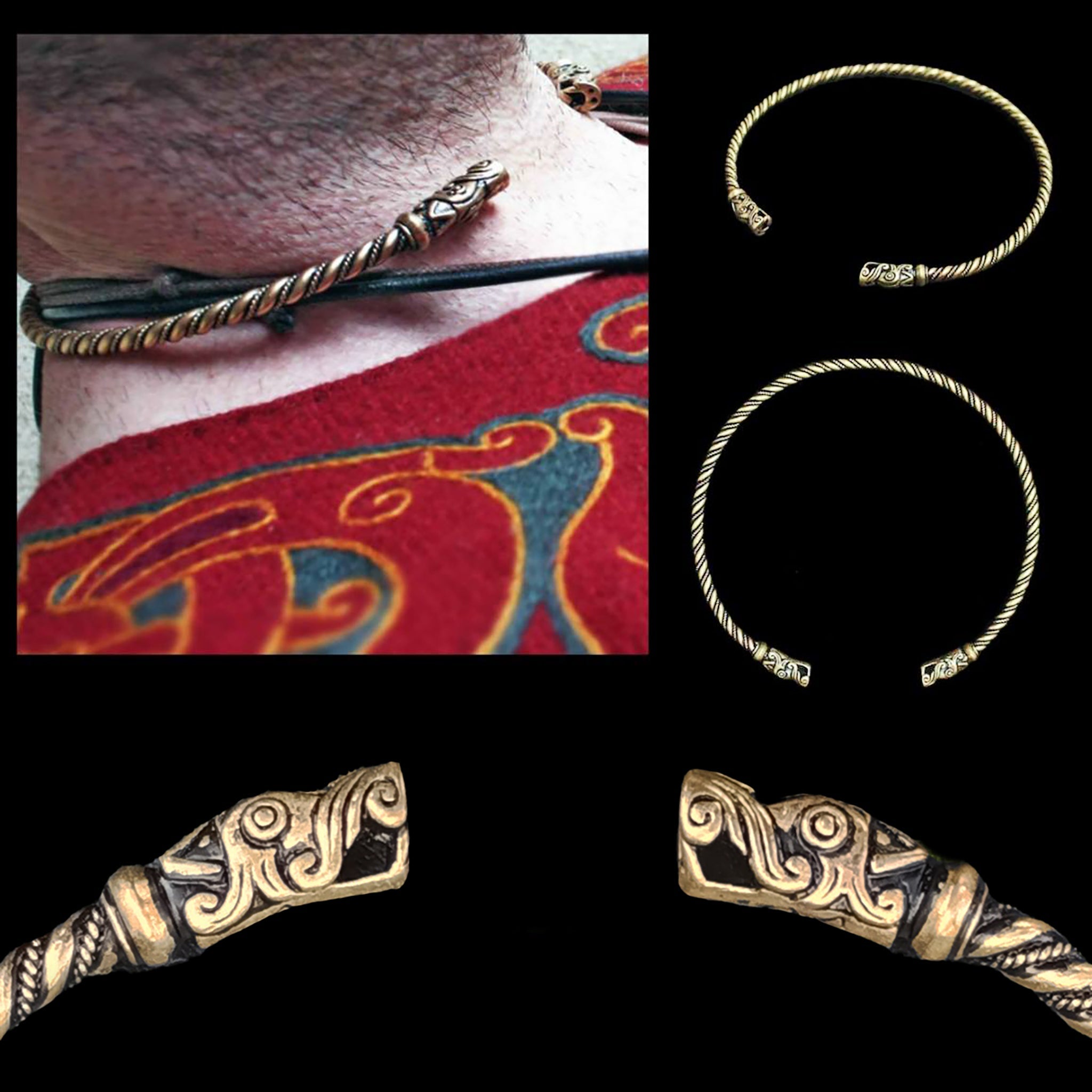 Bronze Twisted Gotland Dragon Neck Torc Collage Pic