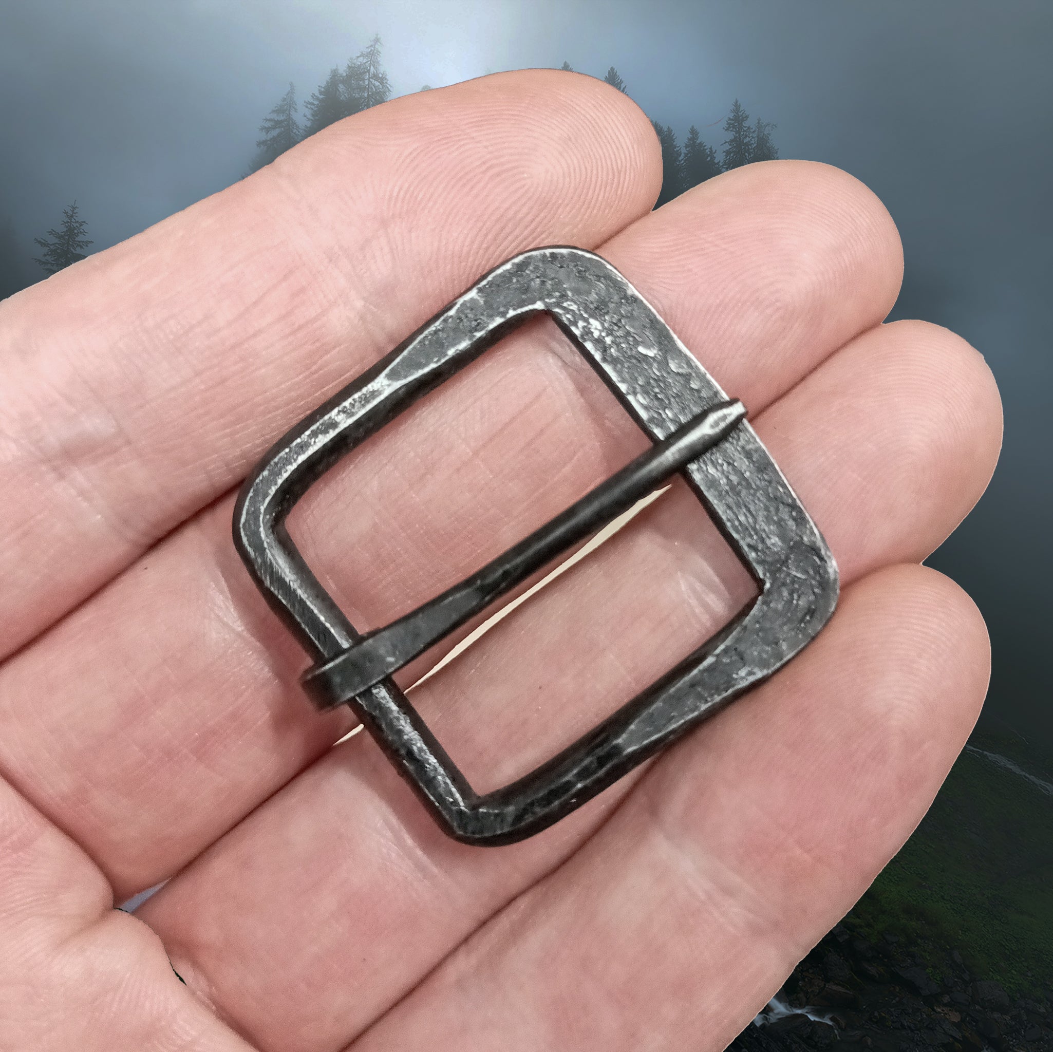 Hand-Forged Iron Viking / Medieval Buckle - 25mm (1 inch) on Hand