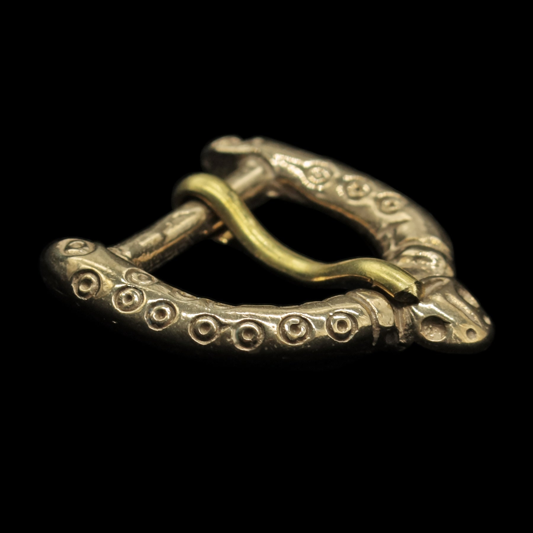 Bronze Viking Dot And Ring Buckle - Side View